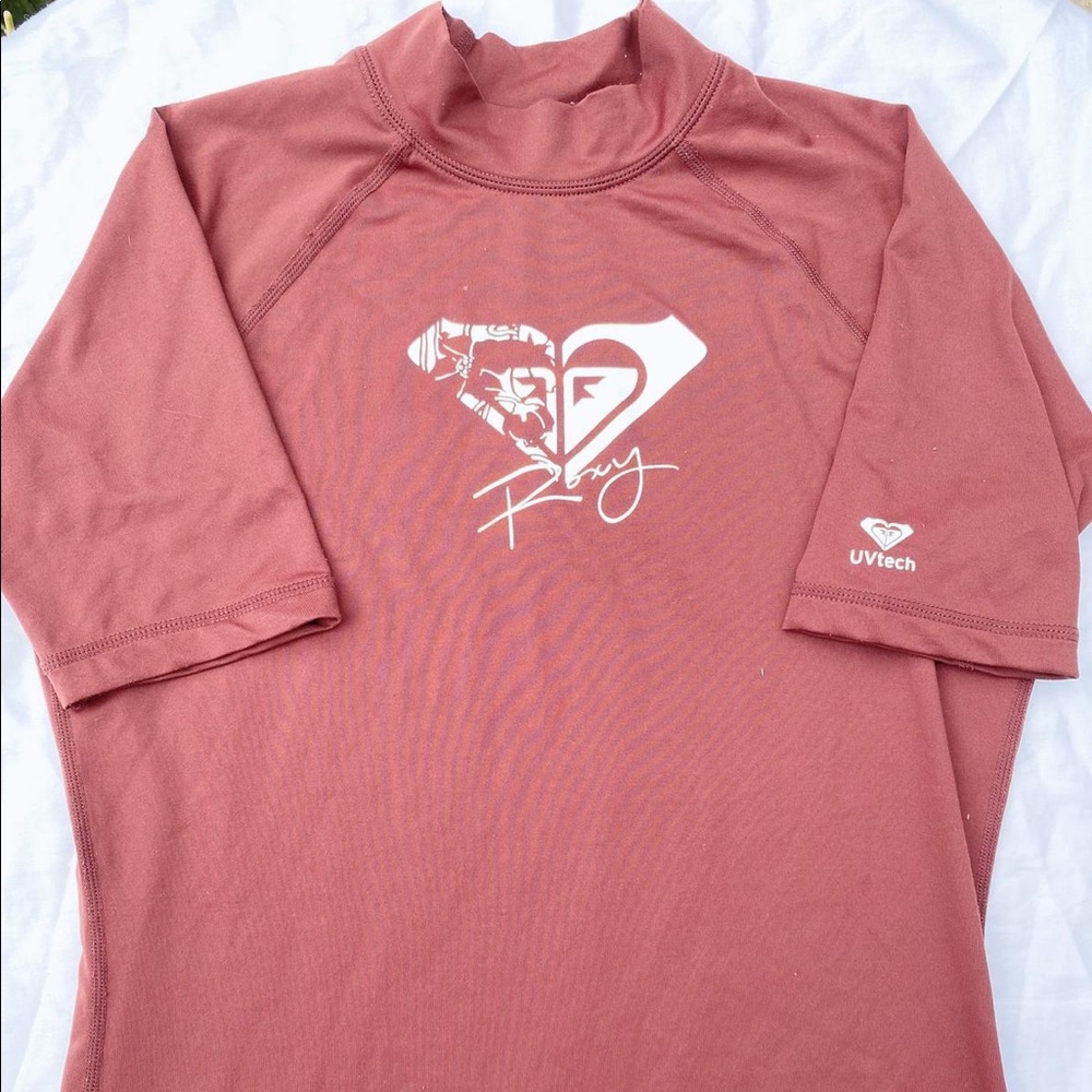 Roxy Rashguard, Brown, Size 12, Short Sleeve